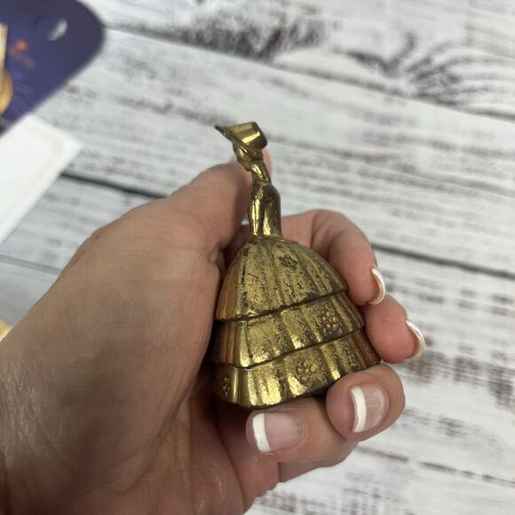 Vintage Southern Belle Victorian Lady Golden Brass Bell Made in England - Picture 5 of 8